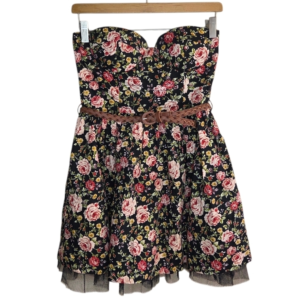 Sans Souci Moody Floral Strapless A-line Sweetheart Mini Dress Size Small